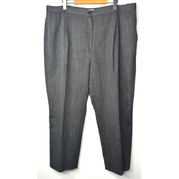 VTG Karolyne Petite Wool Herringbone Wide Leg Dress Pants Women 22 Gray Lined - Picture 1 of 12